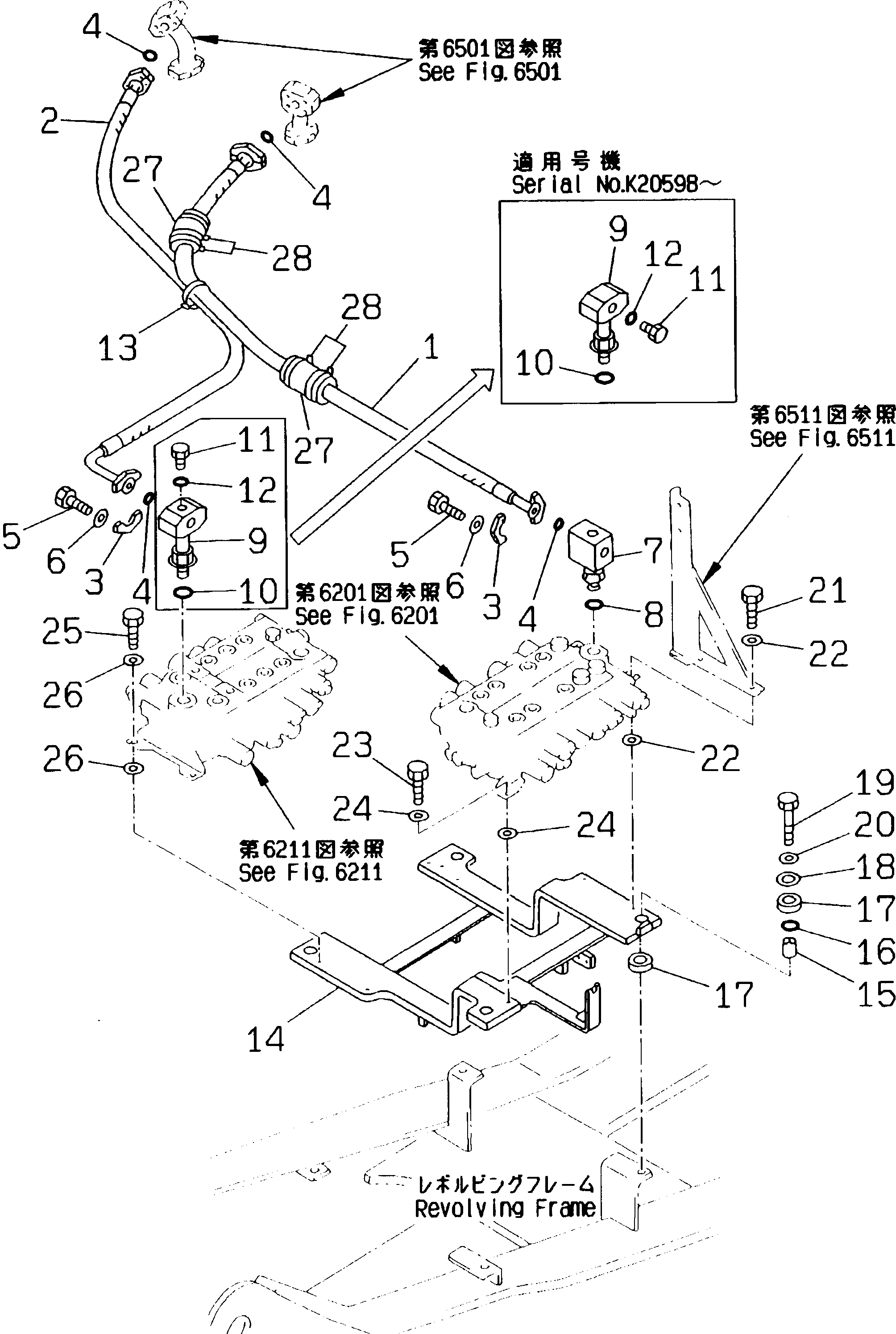 Excavators Komatsu / PC180NLC-5K S/N K20001-UP(pc180nlu) / HYDRAULIC PIPING (SUCTION AND DELIVERY LINE 2/2)(180370 : 6502)