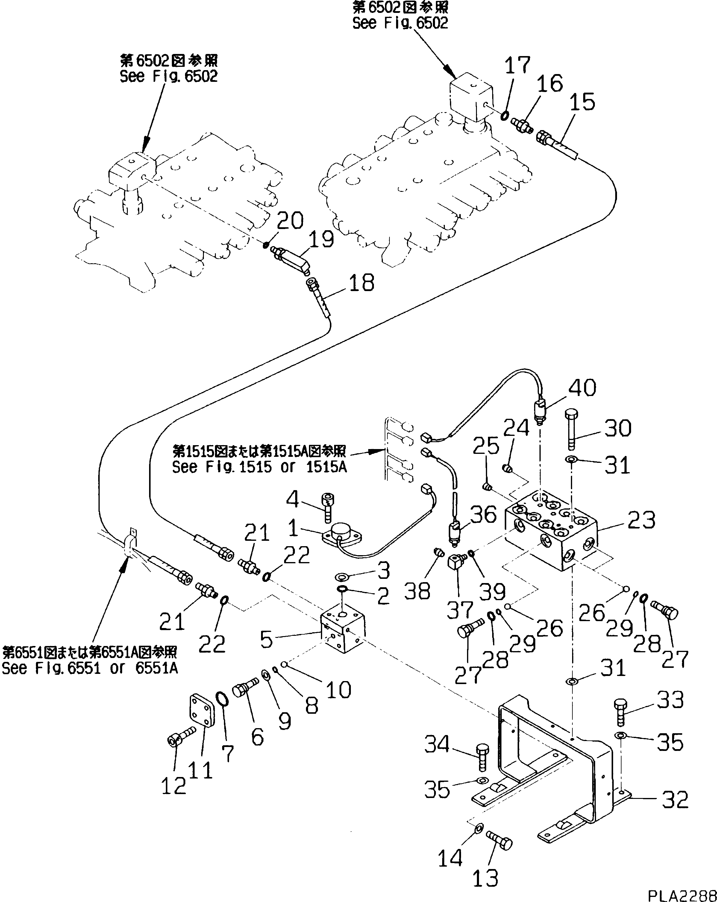 Excavators Komatsu / PC180NLC-5K S/N K20001-UP(pc180nlu) / HYDRAULIC PIPING (PRESSURE SENSOR LINE AND SHUTTLE VALVE)(180380 : 6503)