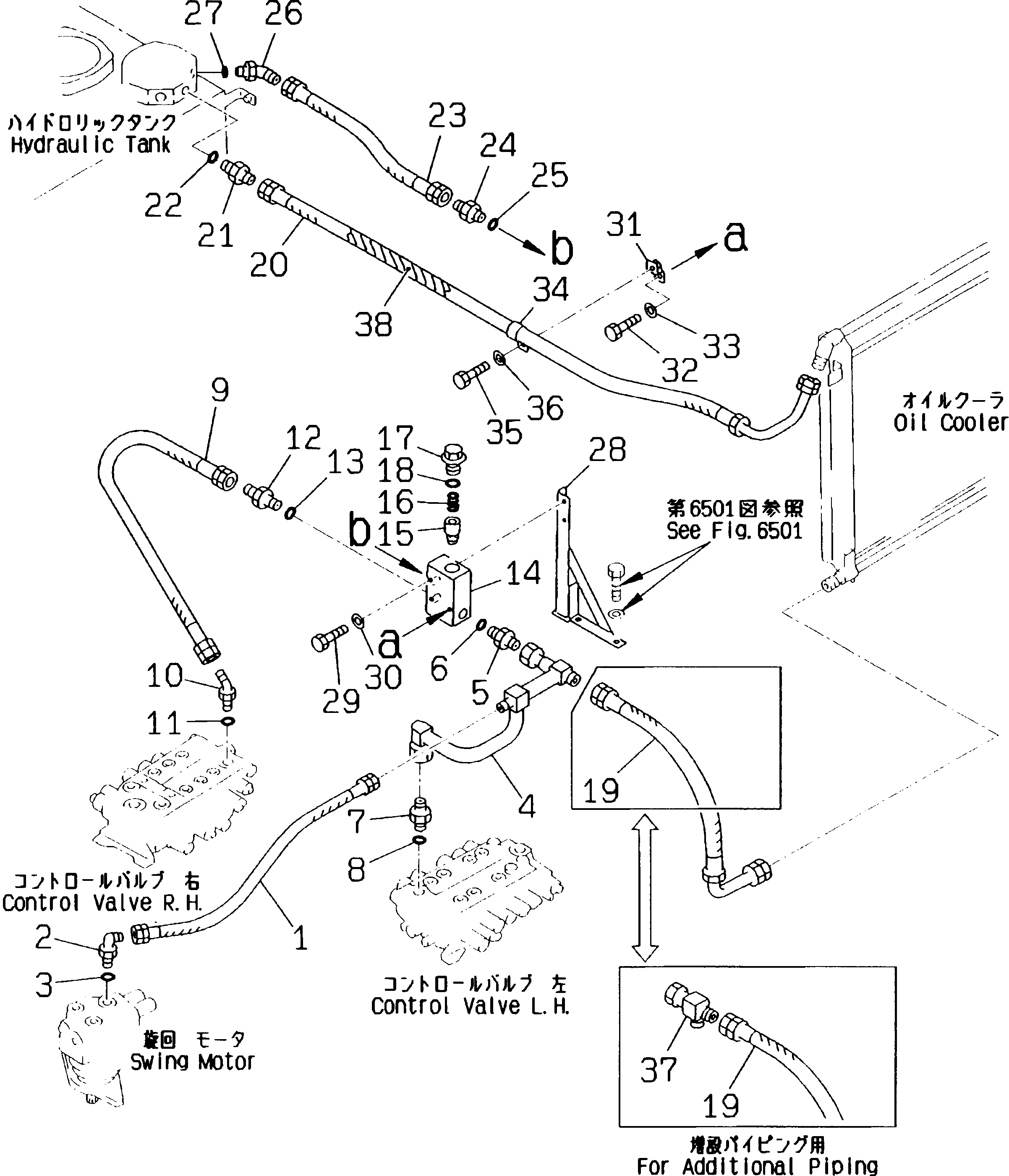 Excavators Komatsu / PC180NLC-5K S/N K20001-UP(pc180nlu) / HYDRAULIC PIPING (OIL COOLER AND RETURN LINE)(180390 : 6511)