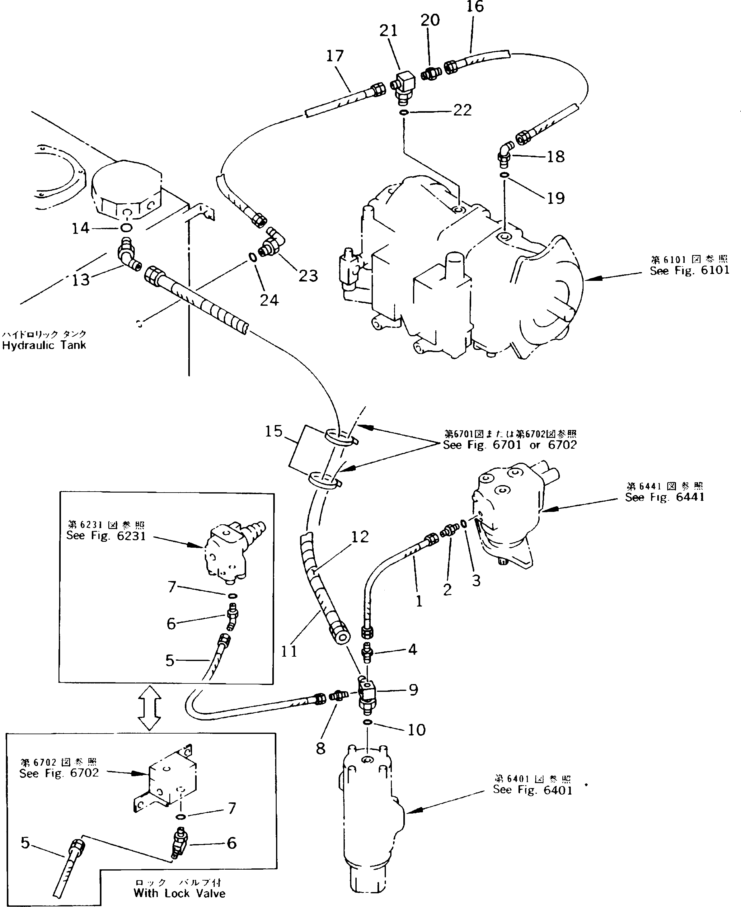 Excavators Komatsu / PC180NLC-5K S/N K20001-UP(pc180nlu) / HYDRAULIC PIPING (DRAIN LINE)(180400 : 6521)