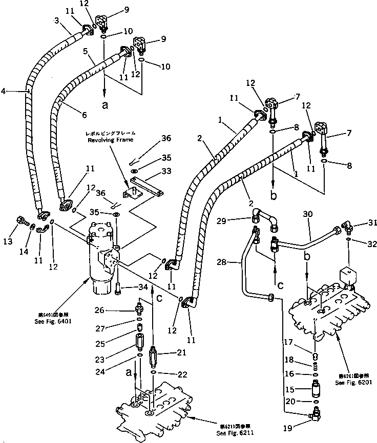 Excavators Komatsu / PC180NLC-5K S/N K20001-UP(pc180nlu) / HYDRAULIC PIPING (TRAVEL MOTOR LINE) (UPPER)(180500 : 6601)