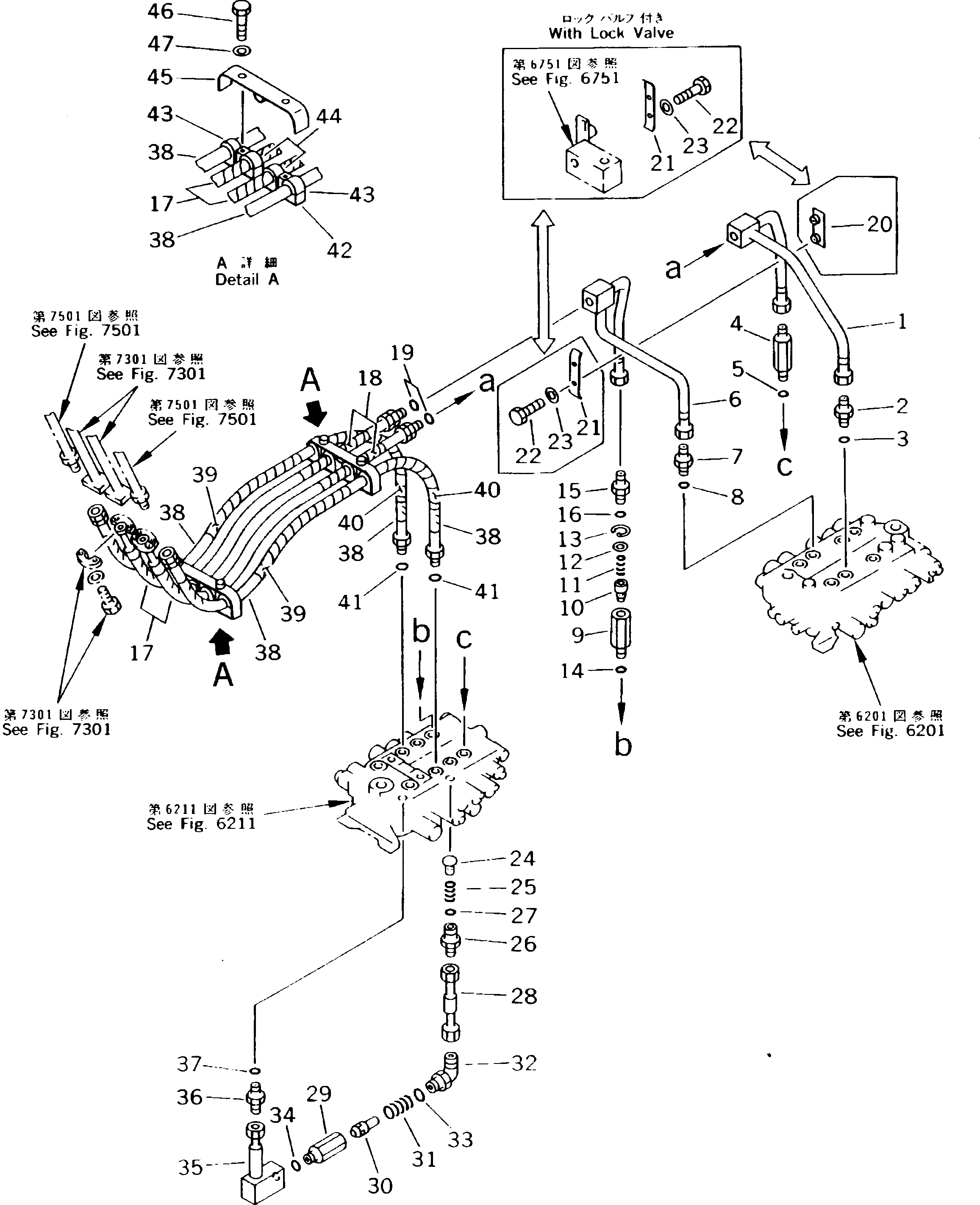 Excavators Komatsu / PC180NLC-5K S/N K20001-UP(pc180nlu) / HYDRAULIC PIPING (ARM AND BUCKET CYLINDER LINE) (CHASSIS SIDE)(180540 : 6711)