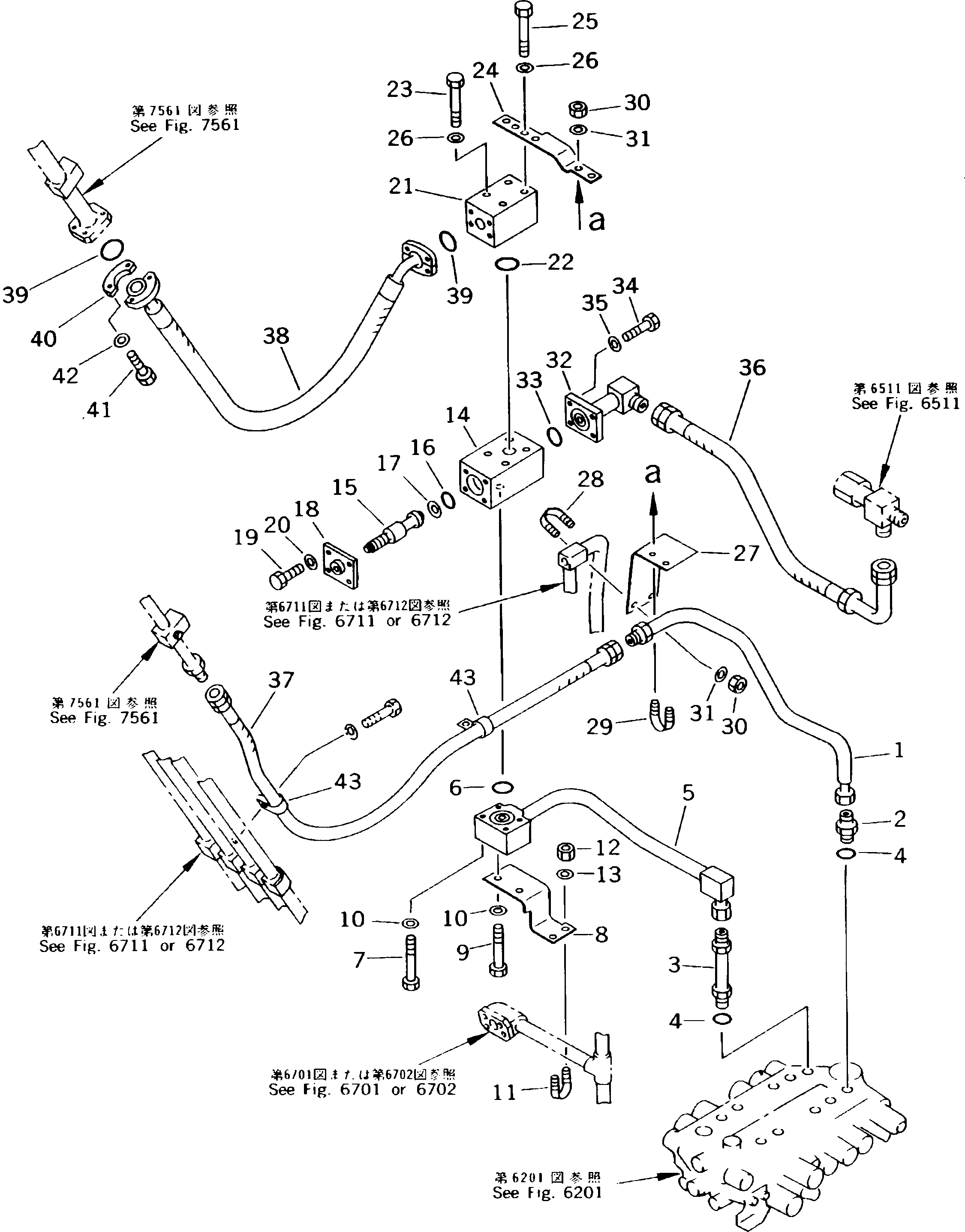 Excavators Komatsu / PC180NLC-5K S/N K20001-UP(pc180nlu) / HYDRAULIC PIPING (ADDITIONAL PIPING LINE) (CHASSIS SIDE)(180560 : 6721)
