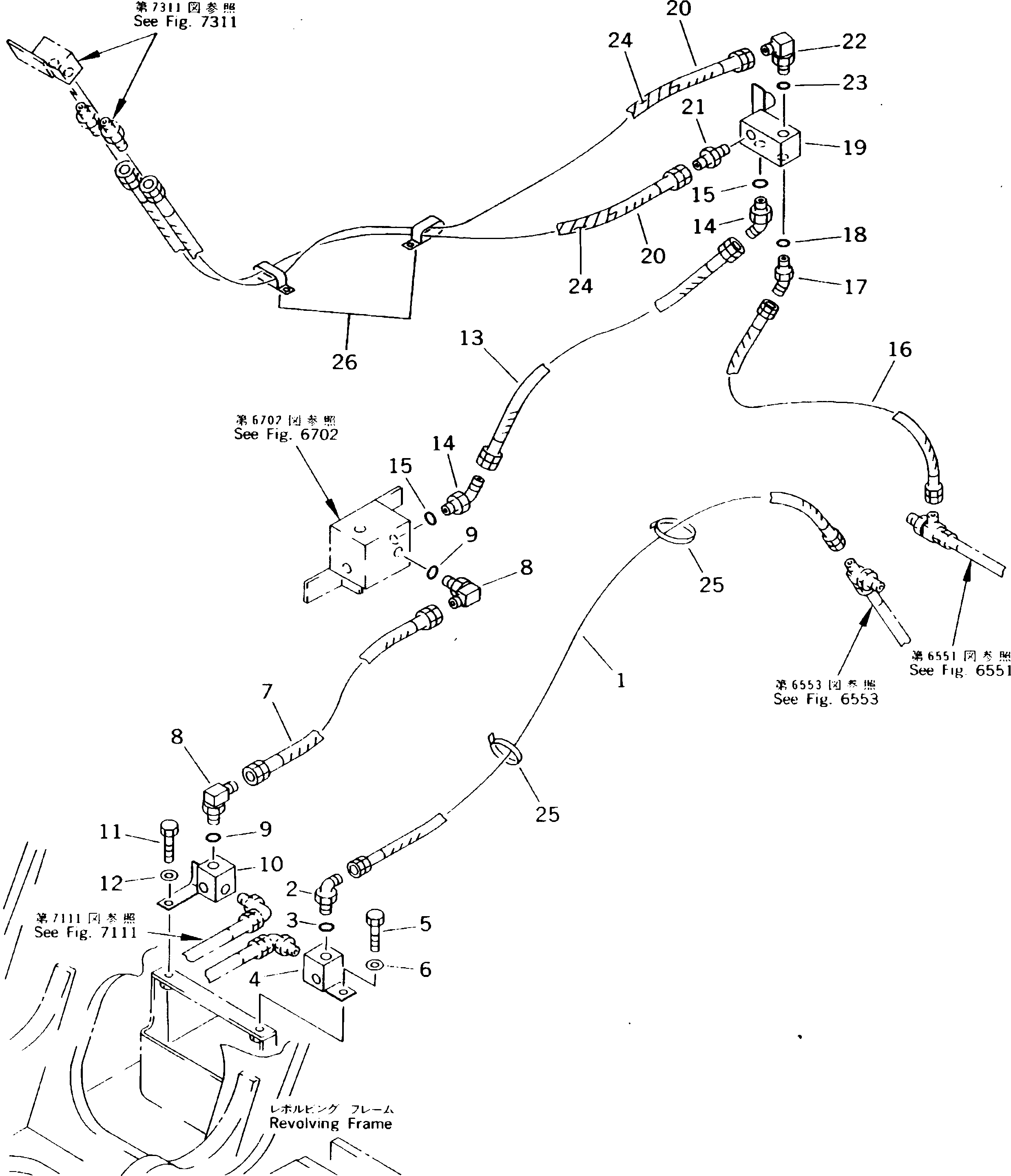 Excavators Komatsu / PC180NLC-5K S/N K20001-UP(pc180nlu) / HYDRAULIC PIPING (BOOM AND ARM CYLINDER LOCK VALVE LINE)         (CHASSIS SIDE)(#K20001-K20392)(180570 : 6751)