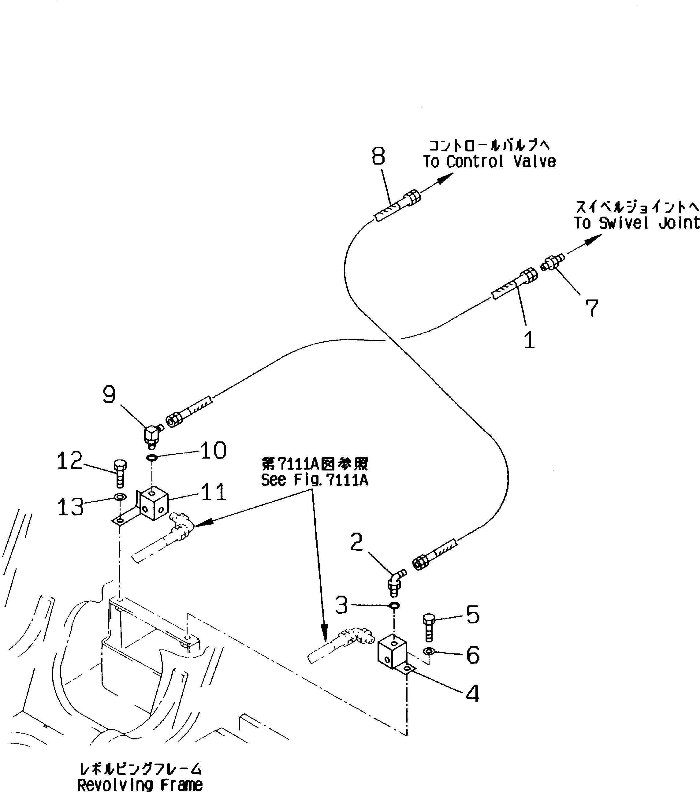 Excavators Komatsu / PC180NLC-5K S/N K20001-UP(pc180nlu) / HYDRAULIC PIPING (BOOM AND ARM CYLINDER LOCK VALVE LINE)         (CHASSIS SIDE)(#K20393-)(180580 : 6751A)