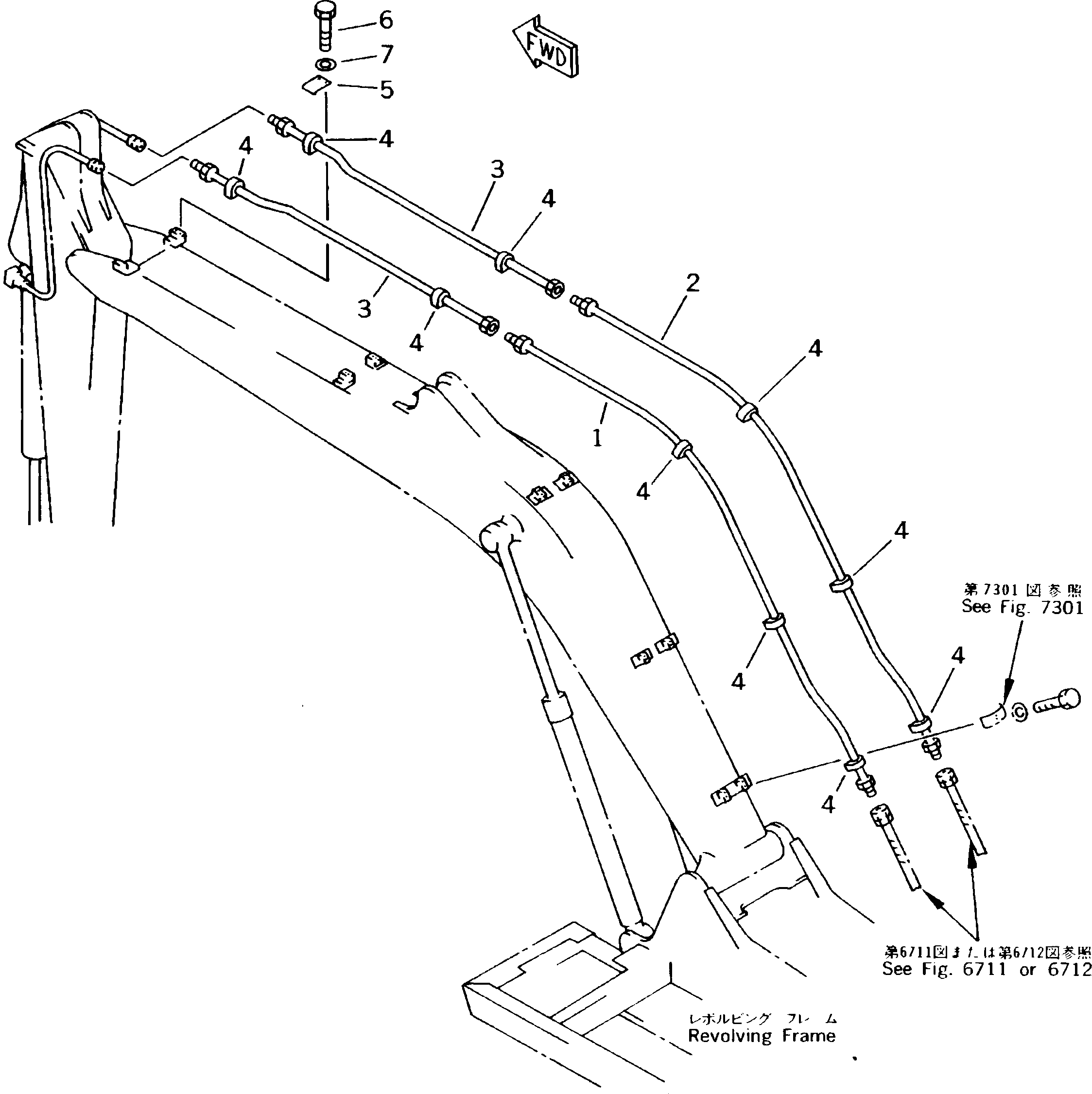 Excavators Komatsu / PC180NLC-5K S/N K20001-UP(pc180nlu) / HYDRAULIC PIPING (BUCKET CYLINDER LINE) (BOOM SIDE)(210180 : 7501)