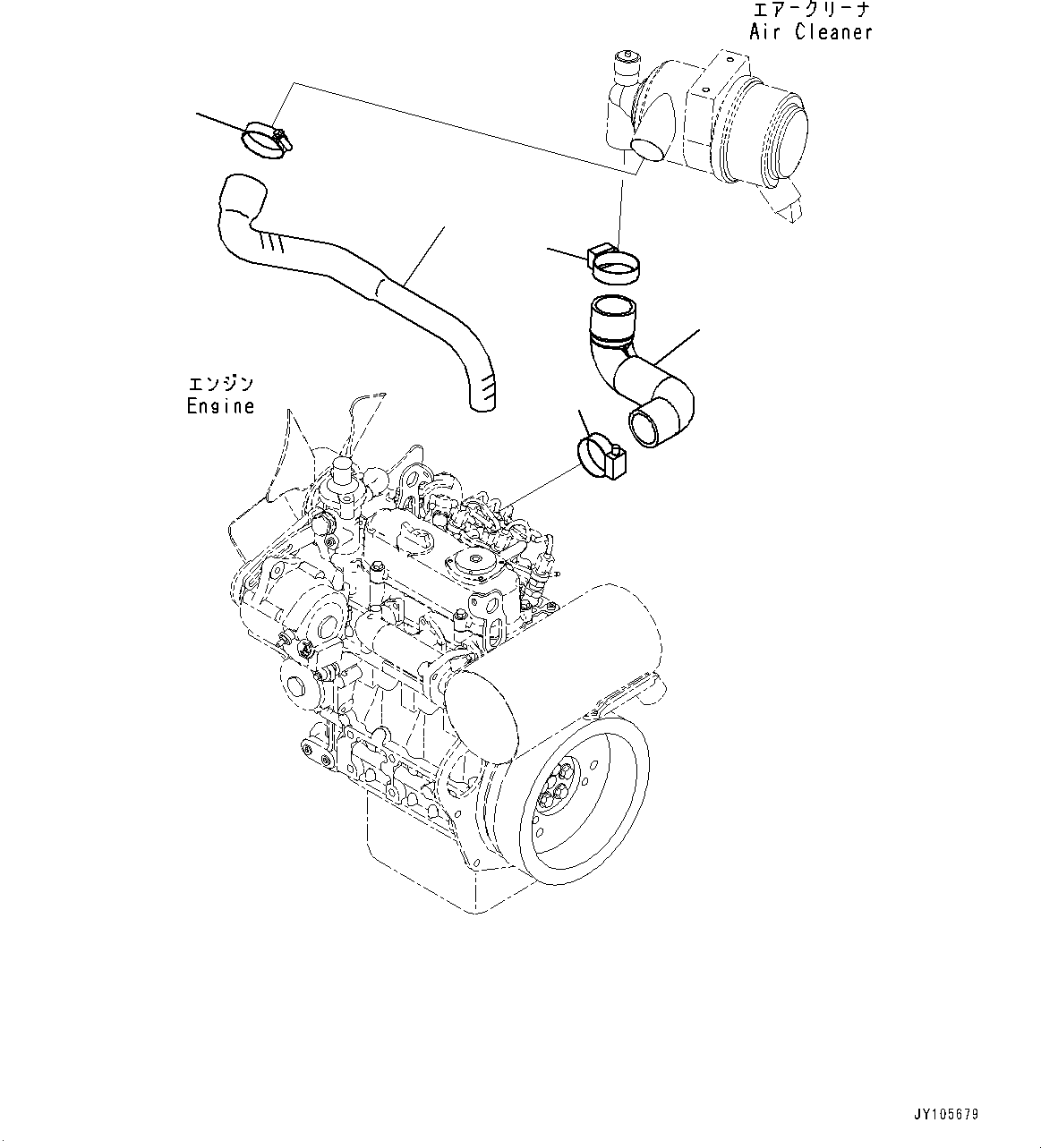 Komatsu parts book diagram for PC18MR-5 S/N F10001 AND UP: ENGINE RELATED PARTS, AIR CLEANER RELATED PARTS
