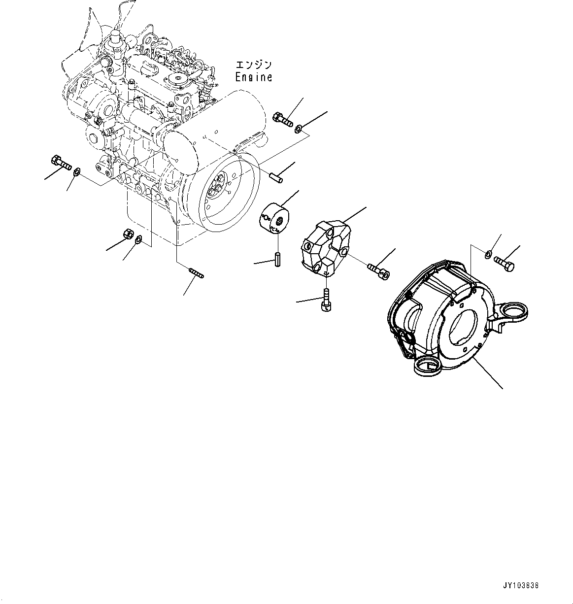 Komatsu parts book diagram for PC18MR-5 S/N F10001 AND UP: ENGINE RELATED PARTS, DAMPER
