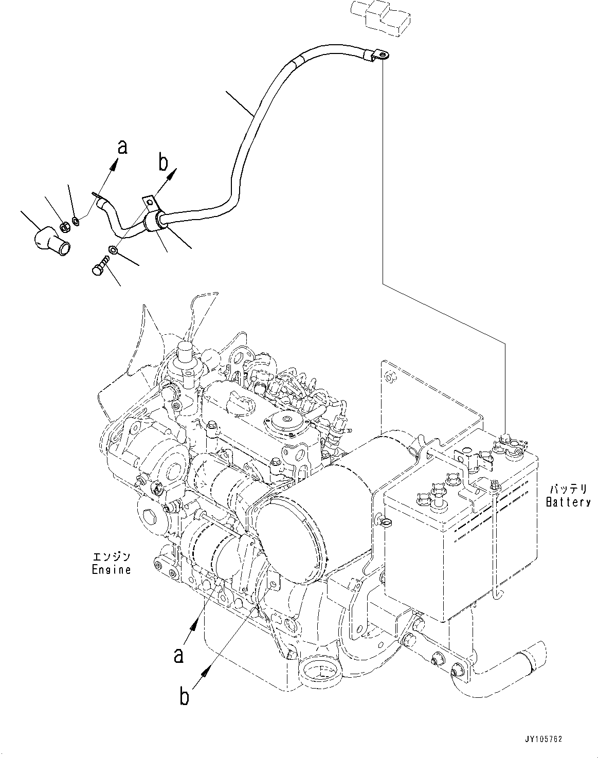 Komatsu parts book diagram for PC18MR-5 S/N F10001 AND UP: ENGINE RELATED PARTS, BATTERY CABLE