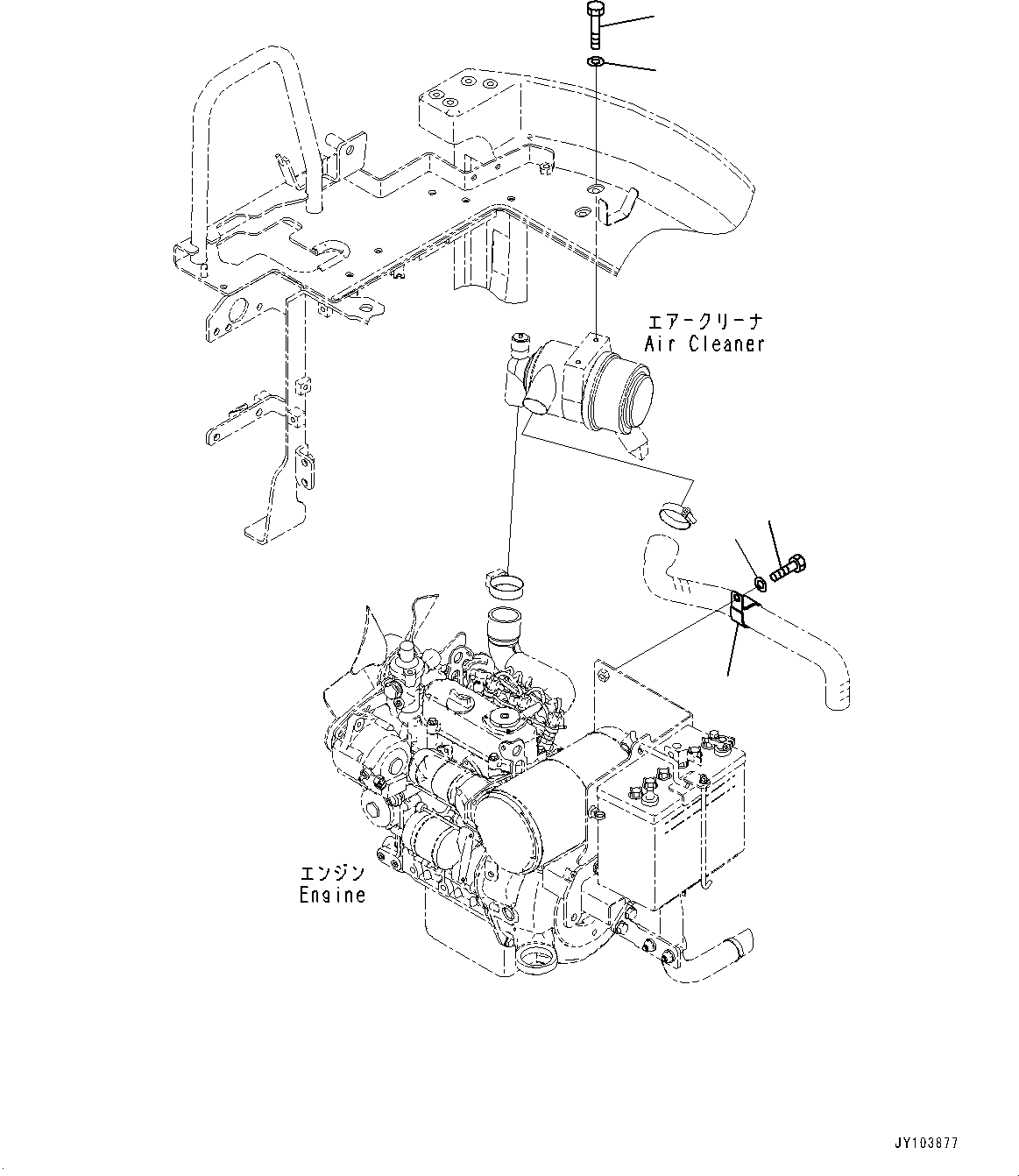 Komatsu parts book diagram for PC18MR-5 S/N F10001 AND UP: ENGINE MOUNTING PARTS, AIR CLEANER, MOUNTING