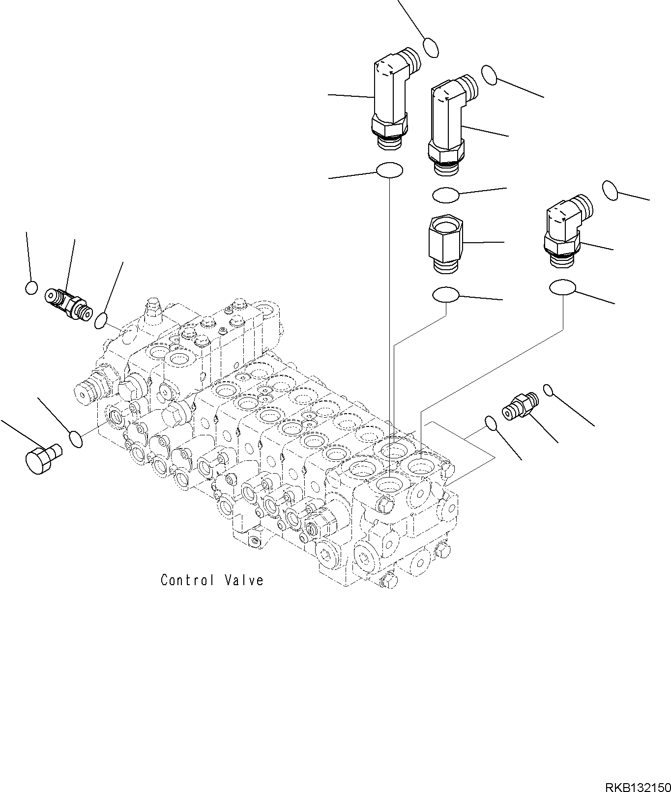 Komatsu parts book diagram for PC18MR-5 S/N F10001 AND UP: CONTROL VALVE, CONNECTING PARTS