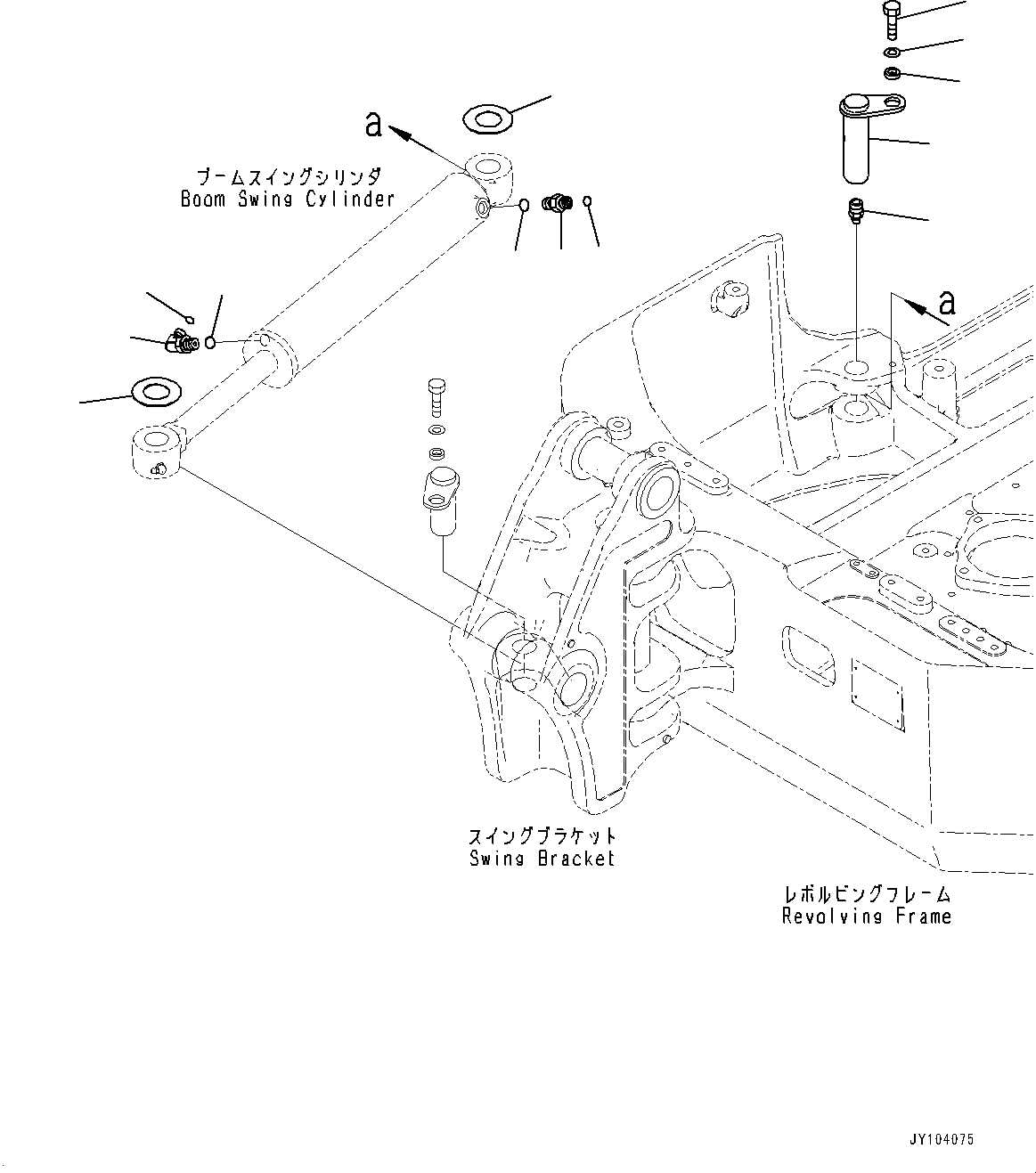 Komatsu parts book diagram for PC18MR-5 S/N F10001 AND UP: BOOM SWING CYLINDER, MOUNTING PARTS