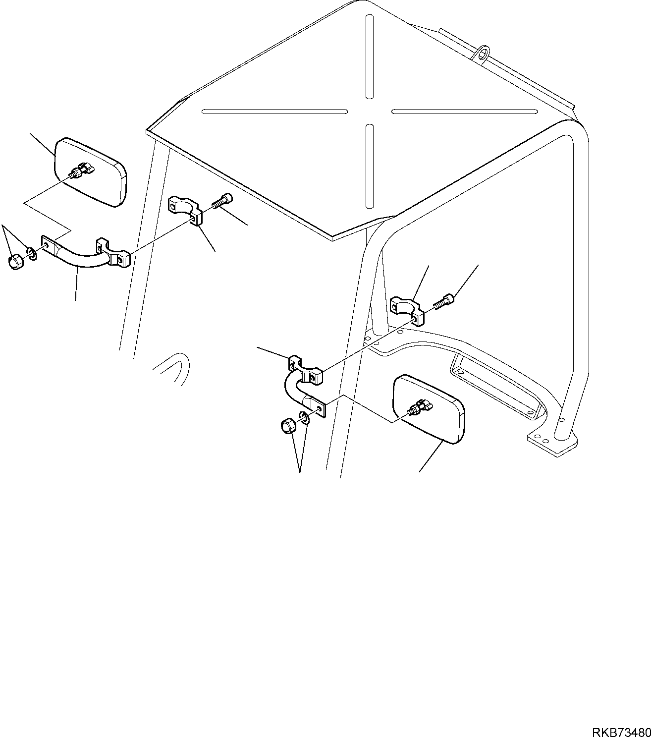 Komatsu parts book diagram for PC18MR-5 S/N F10001 AND UP: REAR VIEW MIRROR, REAR VIEW MIRROR, FOR CANOPY