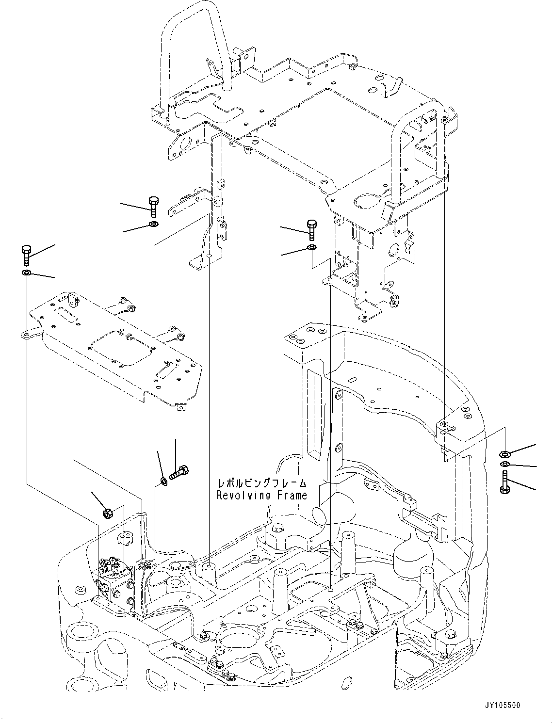 Komatsu parts book diagram for PC18MR-5 S/N F10001 AND UP: FLOOR FRAME WITH PROPORTIONAL AND QUICK COUPLER, FLOOR MOUNTING