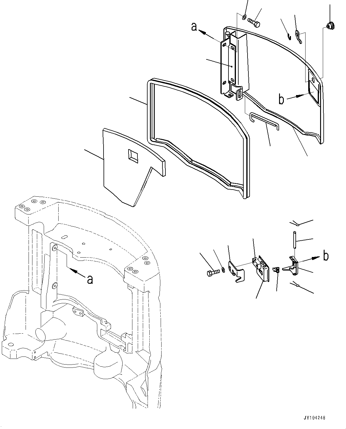 Komatsu parts book diagram for PC18MR-5 S/N F10001 AND UP: HOOD