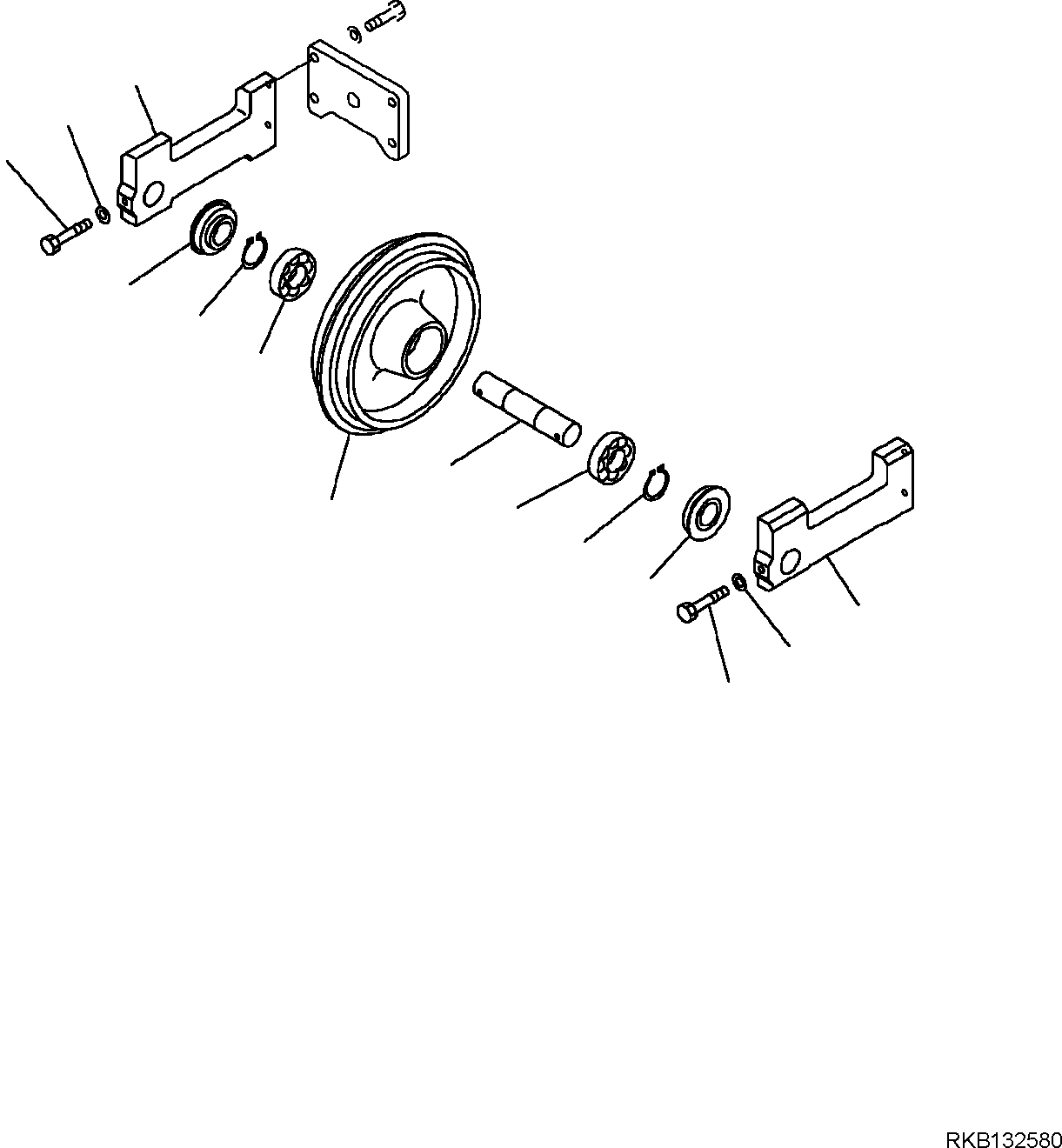 Komatsu parts book diagram for PC18MR-5 S/N F10001 AND UP: TRACK FRAME (STEEL SHOE), FRONT IDLER