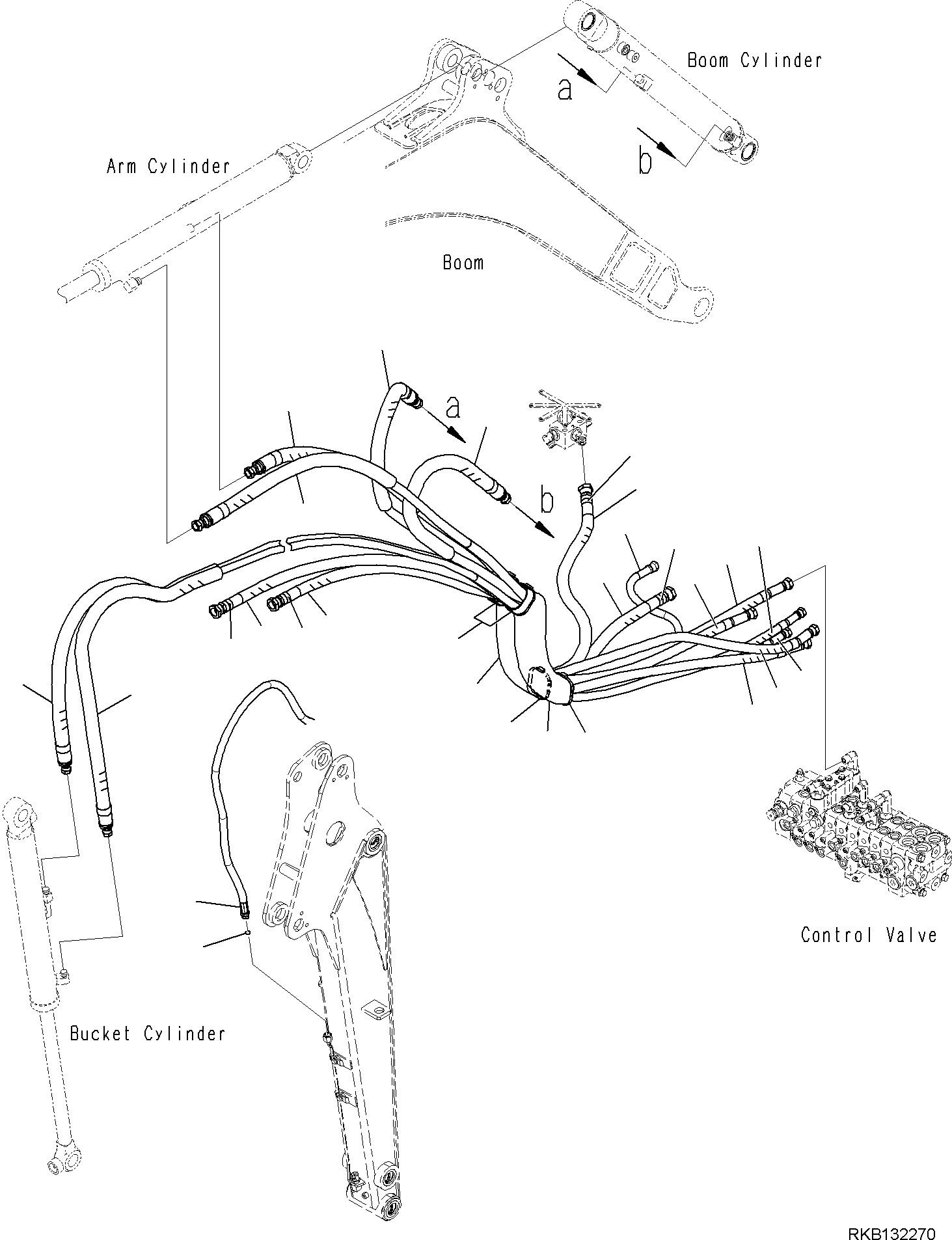 Komatsu parts book diagram for PC18MR-5 S/N F10001 AND UP: BOOM UNIT WITH QUICK COUPLER, HOSE