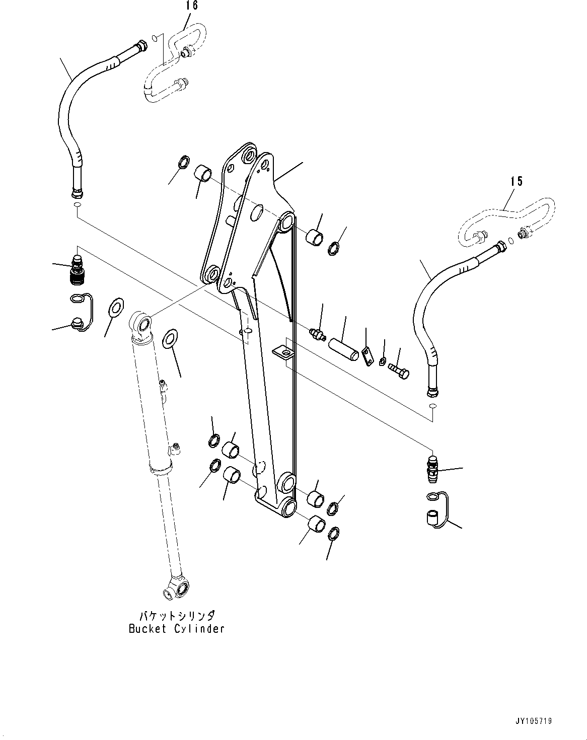 Komatsu parts book diagram for PC18MR-5 S/N F10001 AND UP: ARM UNIT, ARM AND PIN
