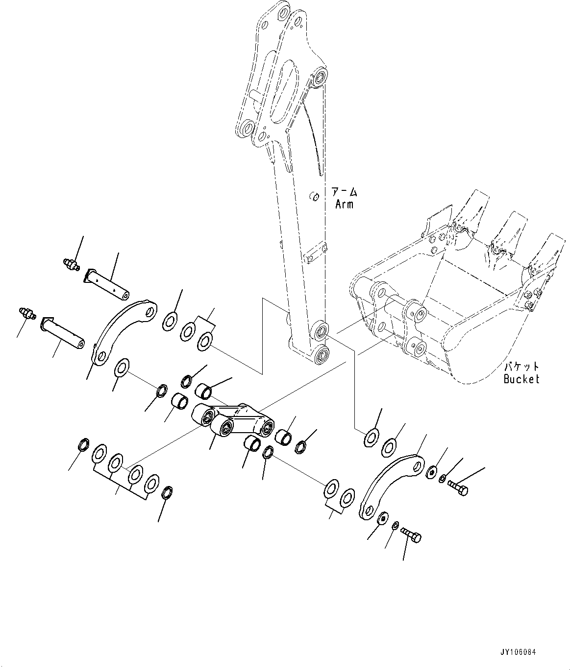 Komatsu parts book diagram for PC18MR-5 S/N F10001 AND UP: ARM UNIT, BUCKET LINK