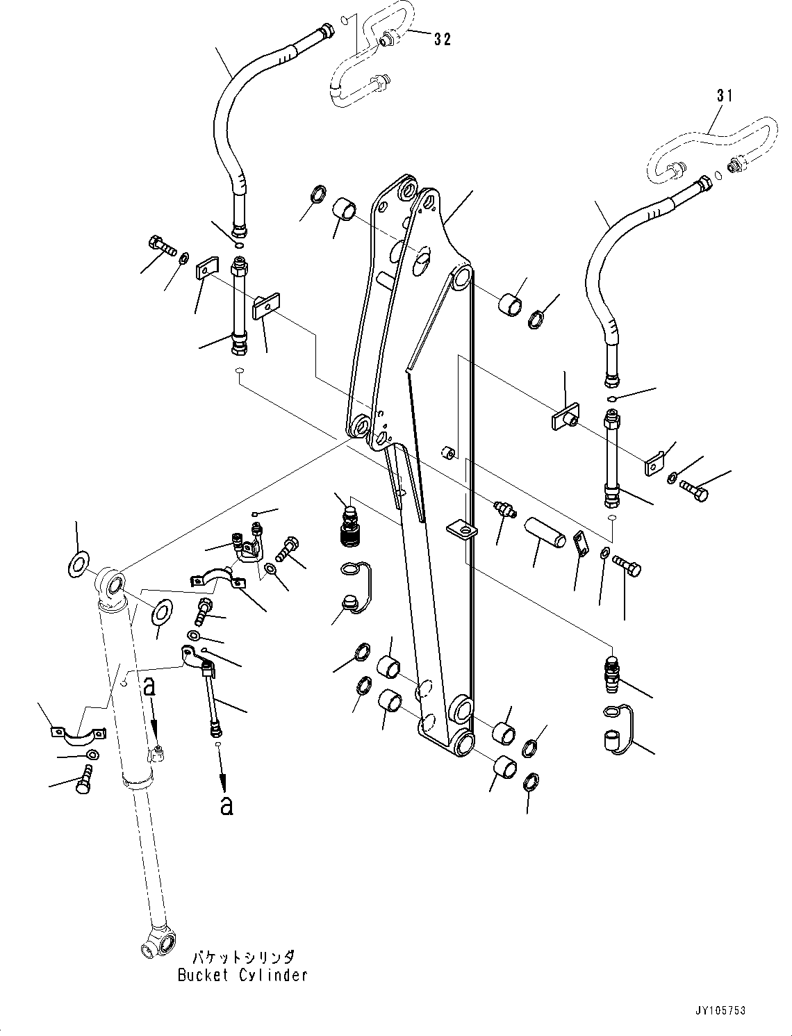 Komatsu parts book diagram for PC18MR-5 S/N F10001 AND UP: ARM UNIT, ARM AND PIN