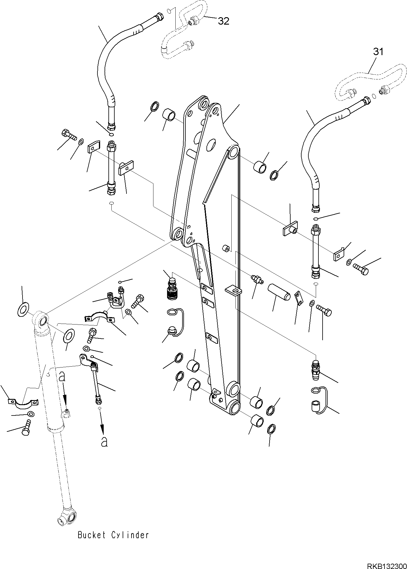 Komatsu parts book diagram for PC18MR-5 S/N F10001 AND UP: ARM UNIT, ARM AND PIN