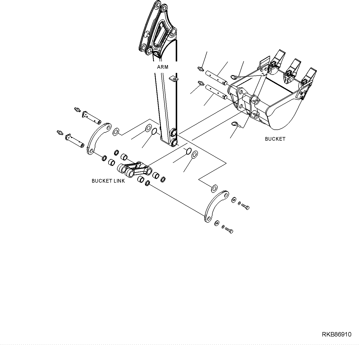 Komatsu parts book diagram for PC18MR-5 S/N F10001 AND UP: BUCKET PIN