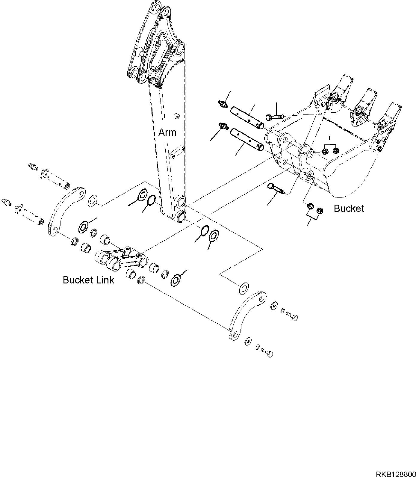 Komatsu parts book diagram for PC18MR-5 S/N F10001 AND UP: BUCKET PIN