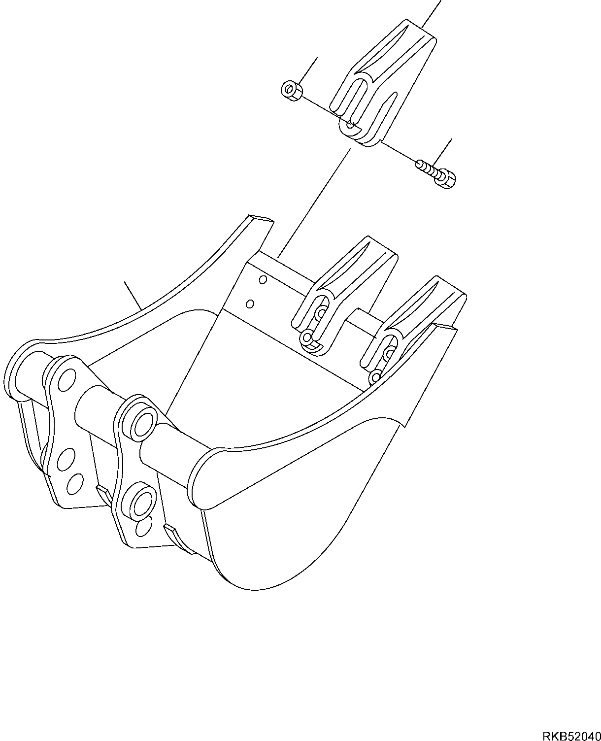 Komatsu parts book diagram for PC18MR-5 S/N F10001 AND UP: BUCKET, INNER PARTS