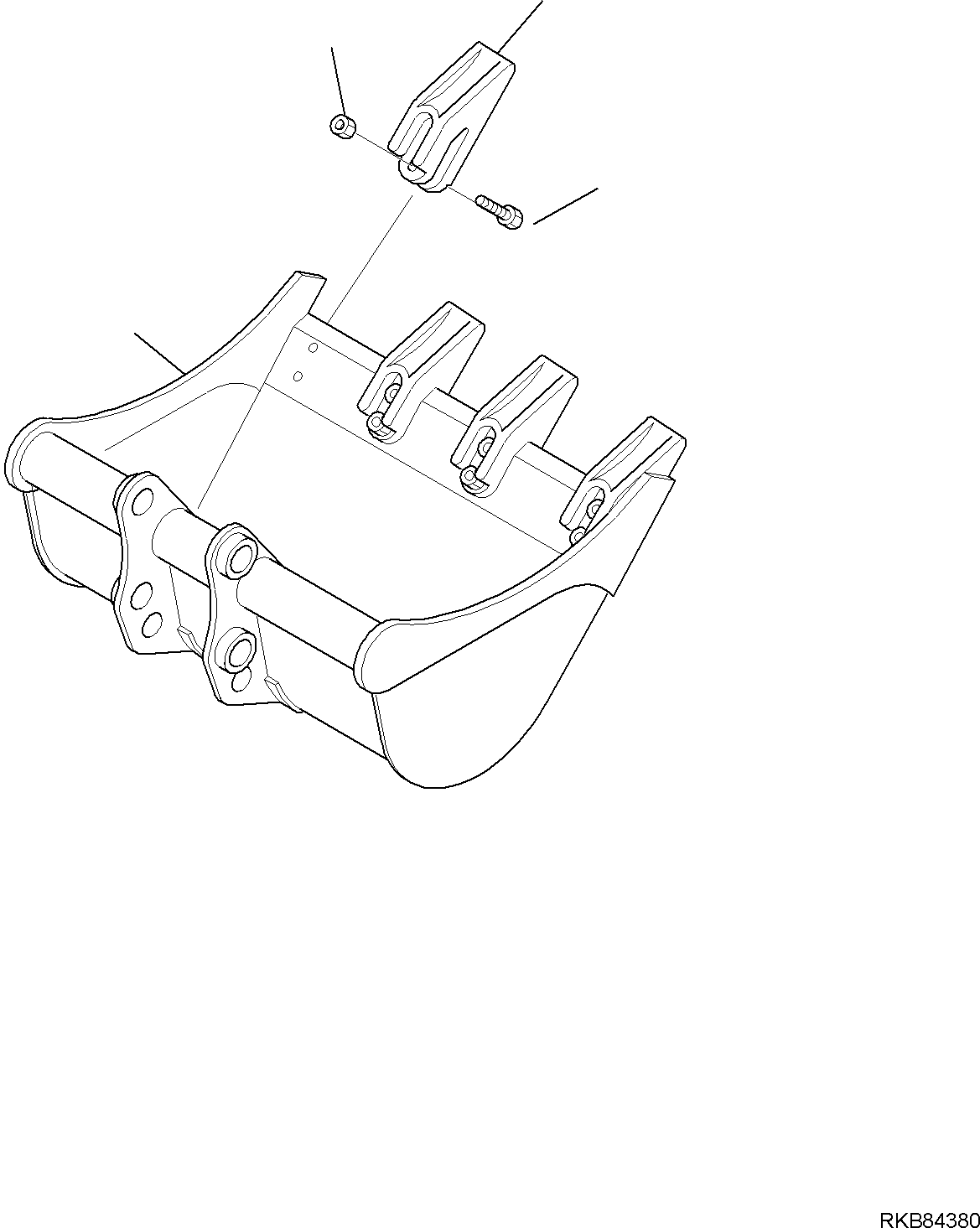 Komatsu parts book diagram for PC18MR-5 S/N F10001 AND UP: BUCKET, INNER PARTS