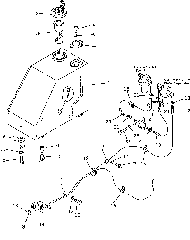 Komatsu parts book diagram for PC20-6 S/N 24001-UP: FUEL TANK AND PIPING