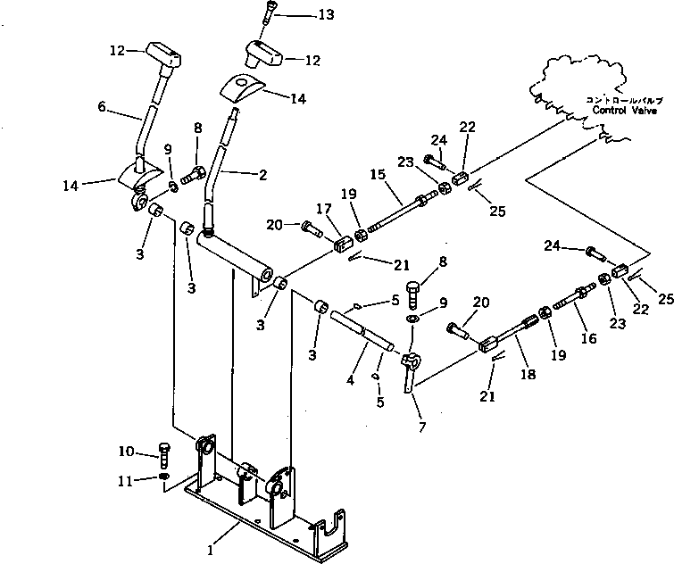 Komatsu parts book diagram for PC20-6 S/N 24001-UP: TRAVEL CONTROL LEVER (1/2)(FOR I.S.O. PATTERN) (EXCEPT JAPAN)