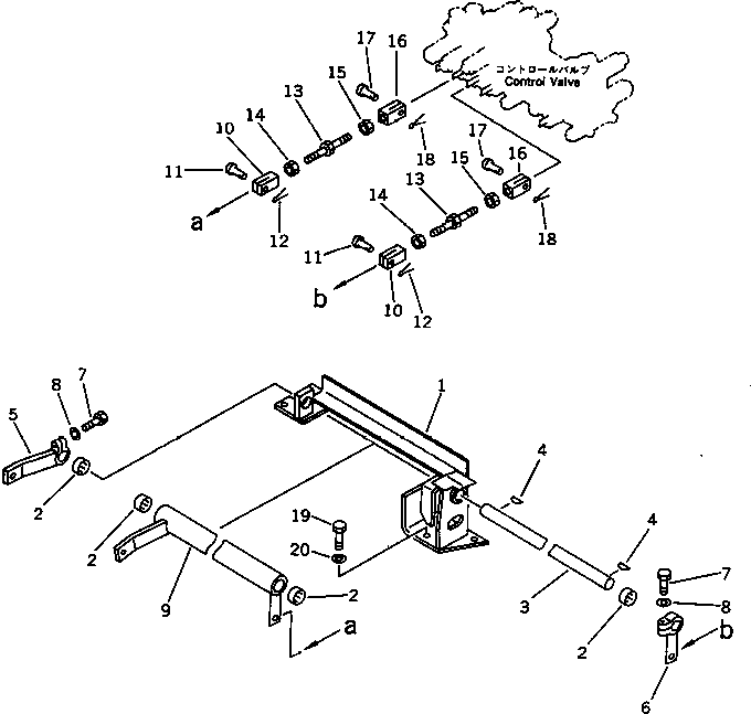 Komatsu parts book diagram for PC20-6 S/N 24001-UP: BOOM ? BUCKET CONTROL LEVER (FOR I.S.O. PATTERN) (EXCEPT JAPAN)