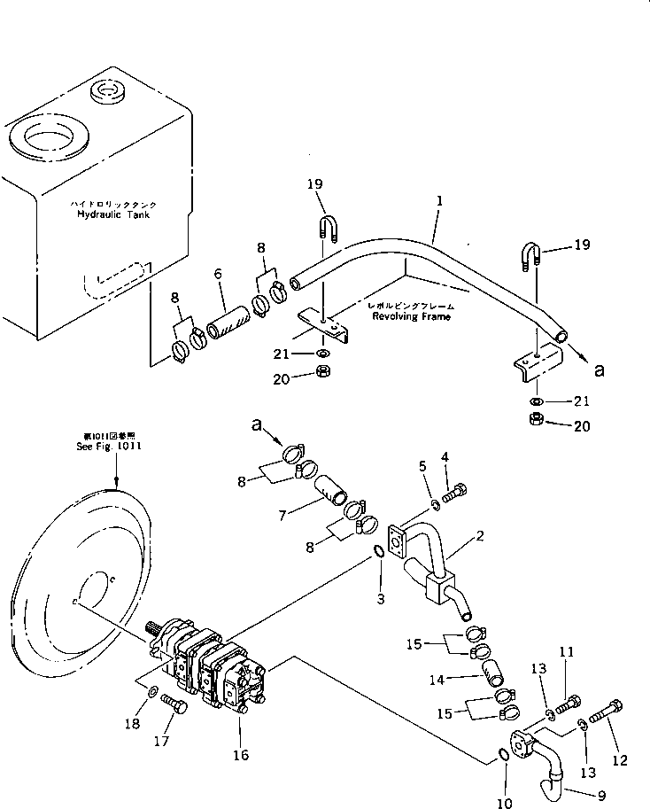 Komatsu parts book diagram for PC20-6 S/N 24001-UP: HYDRAULIC PIPING (TANK TO PUMP)