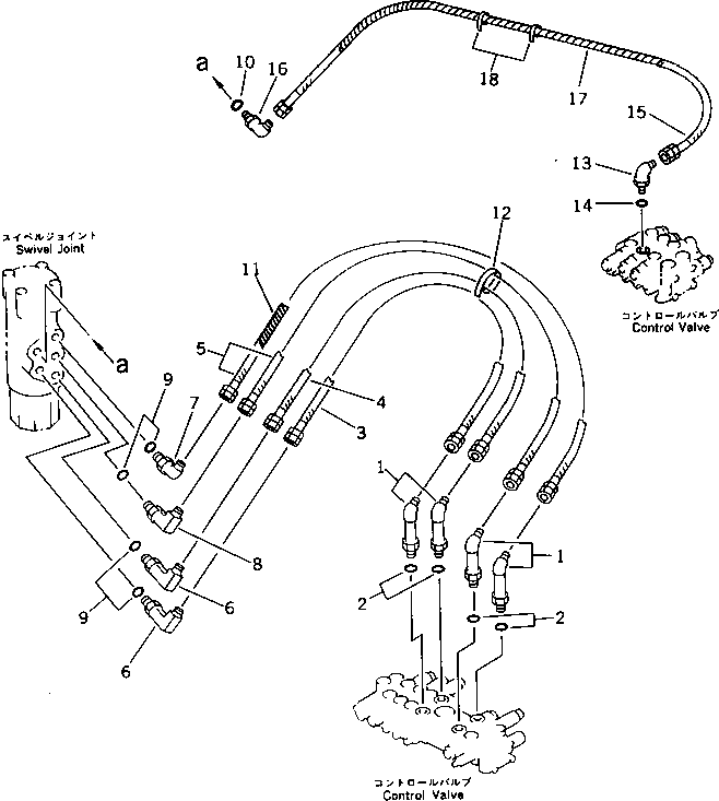 Komatsu parts book diagram for PC20-6 S/N 24001-UP: HYDRAULIC PIPING (TRAVEL AND BLADE LINE) (FOR 2ND TRAVEL SPEED)  (OP)