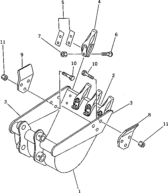 Komatsu parts book diagram for PC20-6 S/N 24001-UP: BUCKET 0.07M3 (MINI 0.12M3) WIDTH 450MM (REINFORCED TYPE) (OP)