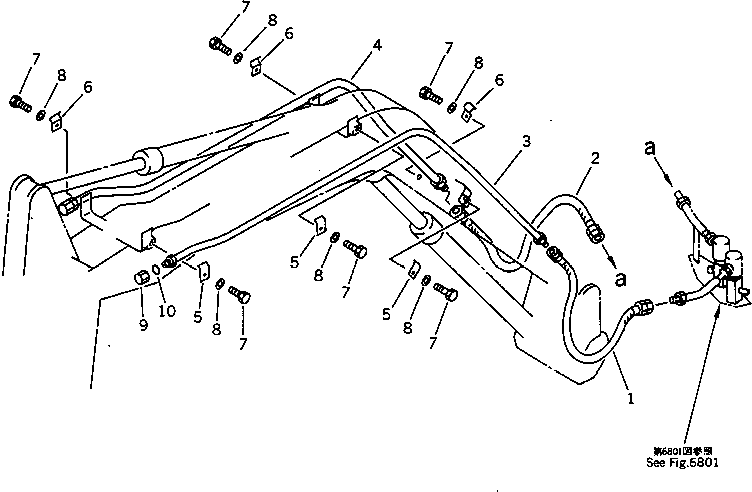 Komatsu parts book diagram for PC20-6 S/N 24001-UP: HYPRAULIC PIPING (BREAKER LINE)