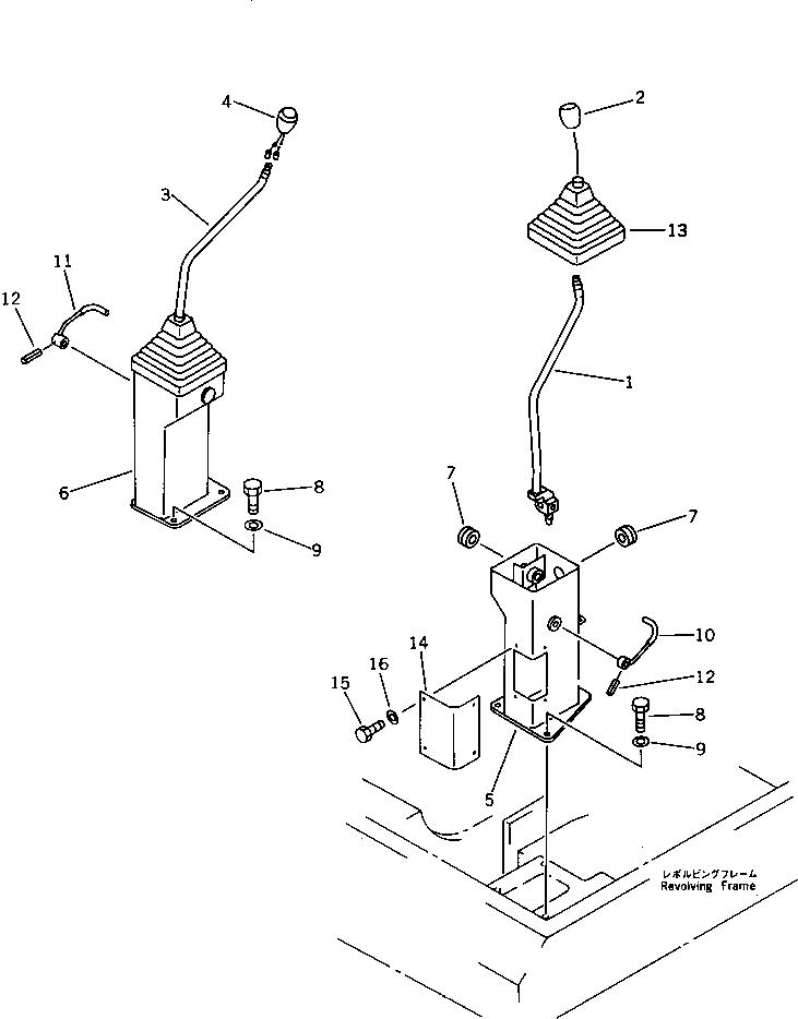 Komatsu parts book diagram for PC20-6 S/N 24001-UP: WORK EQUIPMENT CONTROL LEVER (1/2) (FOR JAPAN)