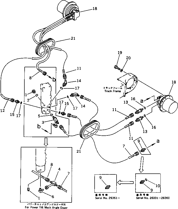 Komatsu parts book diagram for PC20-6 S/N 24001-UP: HYDRAULIC PIPING (SWIVEL JOINT TO/FROM TRAVEL MOTOR)