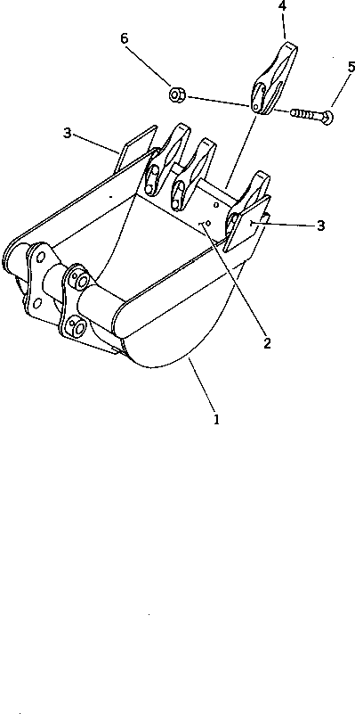 Komatsu parts book diagram for PC20-6 S/N 24001-UP: BUCKET 0.07M3 (MINI 0.12M3) WIDTH 450MM