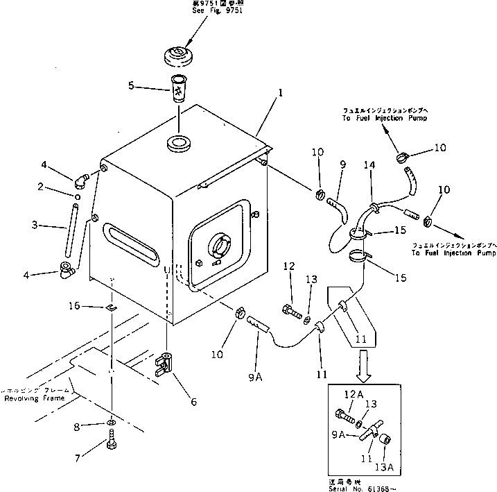Excavators Komatsu / PC200-5S S/N 45001-UP(pc200-0r) / FUEL TANK AND PIPING(030100 : 1301)