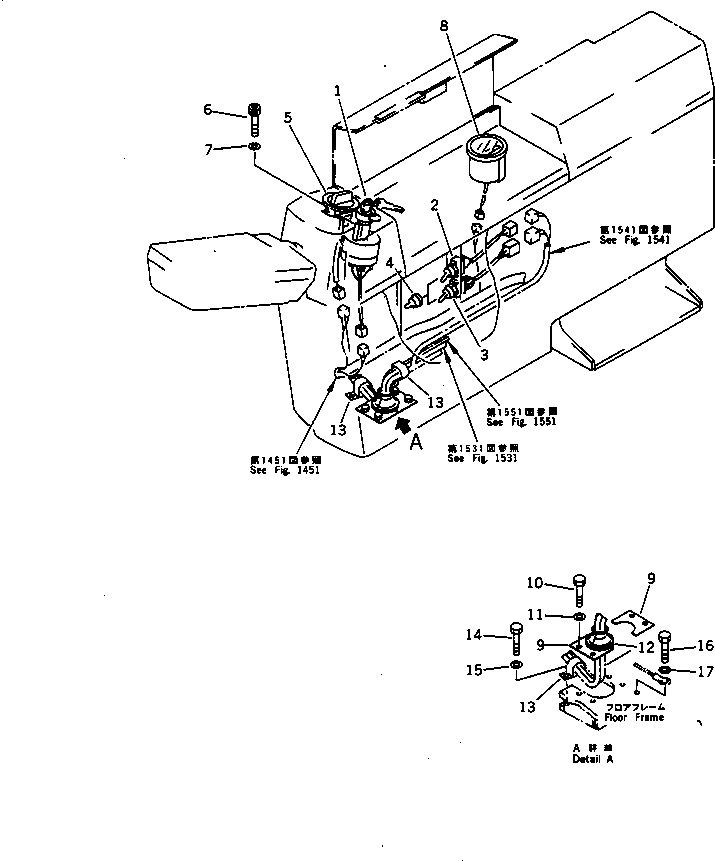 Excavators Komatsu / PC200-5S S/N 45001-UP(pc200-0r) / SWITCH AND METER (FOR LONG LEVER CONTROL)(030170 : 1421)