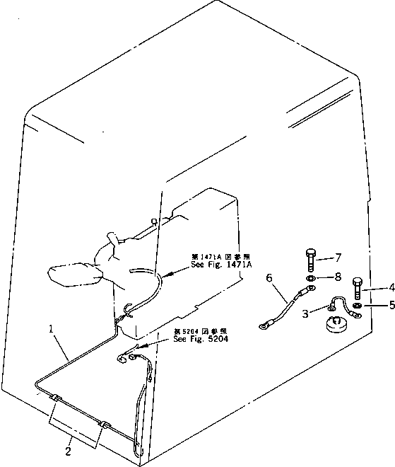 Excavators Komatsu / PC200-5S S/N 45001-UP(pc200-0r) / WIRING IN CAB (FOR WIPER MOTOR AND GROUND CONNECTION)            (FOR WRIST CONTROL)(030230 : 1491A)