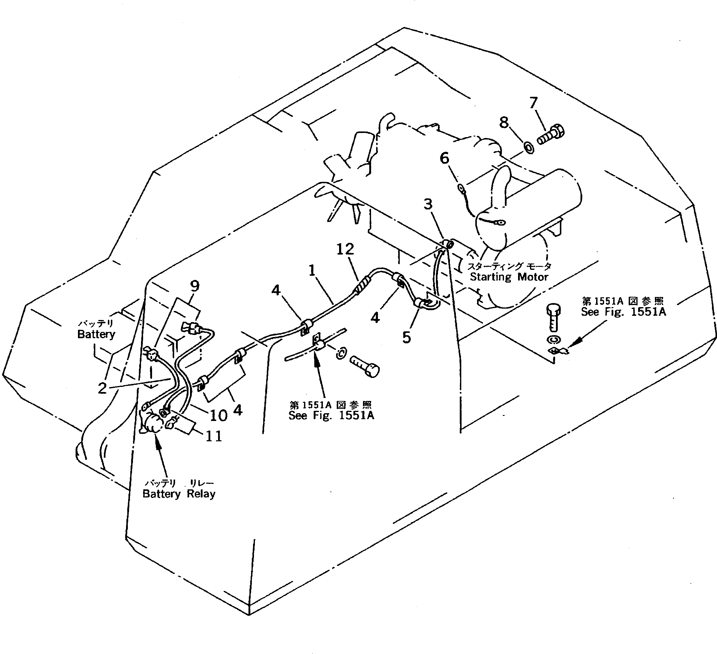 Excavators Komatsu / PC200-5S S/N 45001-UP(pc200-0r) / ELECTRICAL SYSTEM (WIRING) (BATTERY TO ENGINE)(030270 : 1521A)