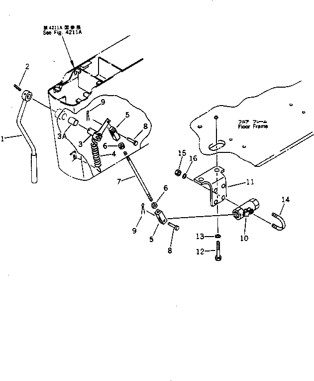 Excavators Komatsu / PC200-5S S/N 45001-UP(pc200-0r) / SAFETY LOCK LEVER CONTROL LINKAGE (FOR LONG LEVER CONTROL)(120150 : 4441A)