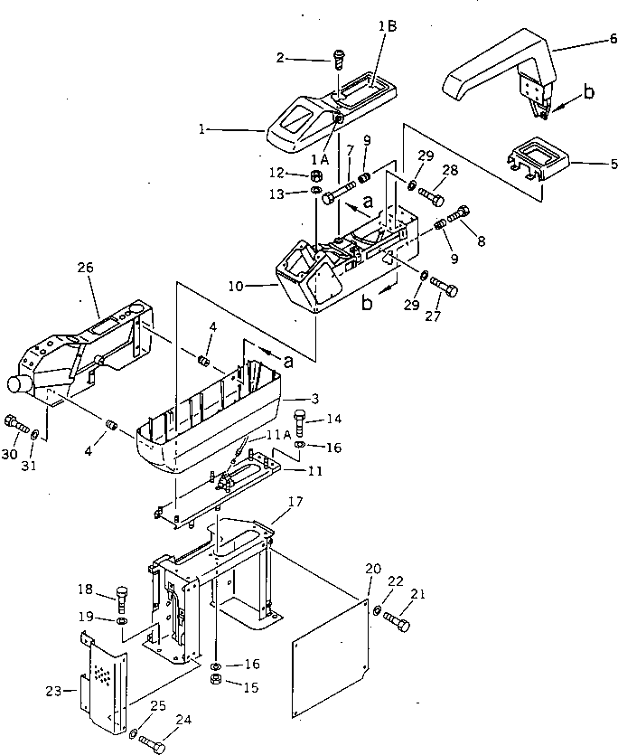 Komatsu parts book diagram for PC200-5 S/N 45001-UP: RIGHT STAND AND LEVER (FRONT SIDE) (FOR WRIST CONTROL) (#45001-57468 ?57493-58018)