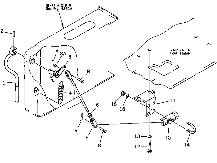 Komatsu parts book diagram for PC200-5 S/N 45001-UP: SAFETY LOCK LEVER CONTROL LINKAGE (FOR WRIST CONTROL) (#57469-57492 ?58019-)
