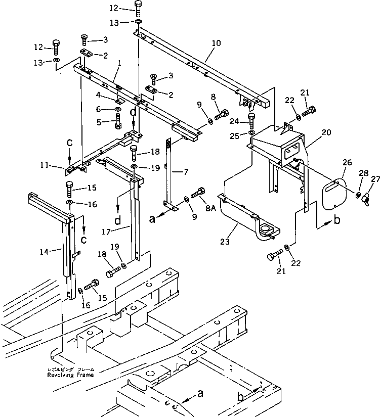 Komatsu parts book diagram for PC200-5 S/N 45001-UP: FRAME (#57469-57492 ?58019-)
