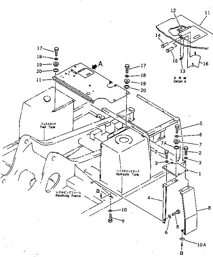 Komatsu parts book diagram for PC200-5 S/N 45001-UP: COVER AND FRAME (COLD WEATHER A SPEC.) (#57469-57492 ?58019-)