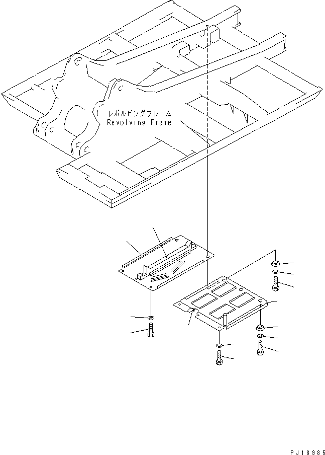 Komatsu parts book diagram for PC200-5 S/N 45001-UP: UNDER COVER (FOR MAIN FRAME AND FRAME R.H.) (#57469-57492 ?58019-)