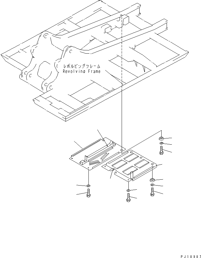 Komatsu parts book diagram for PC200-5 S/N 45001-UP: UNDER COVER (FOR MAIN FRAME AND FRAME R.H.) (COLD WEATHER A SPEC.) (#57469-57492 ?58019-)